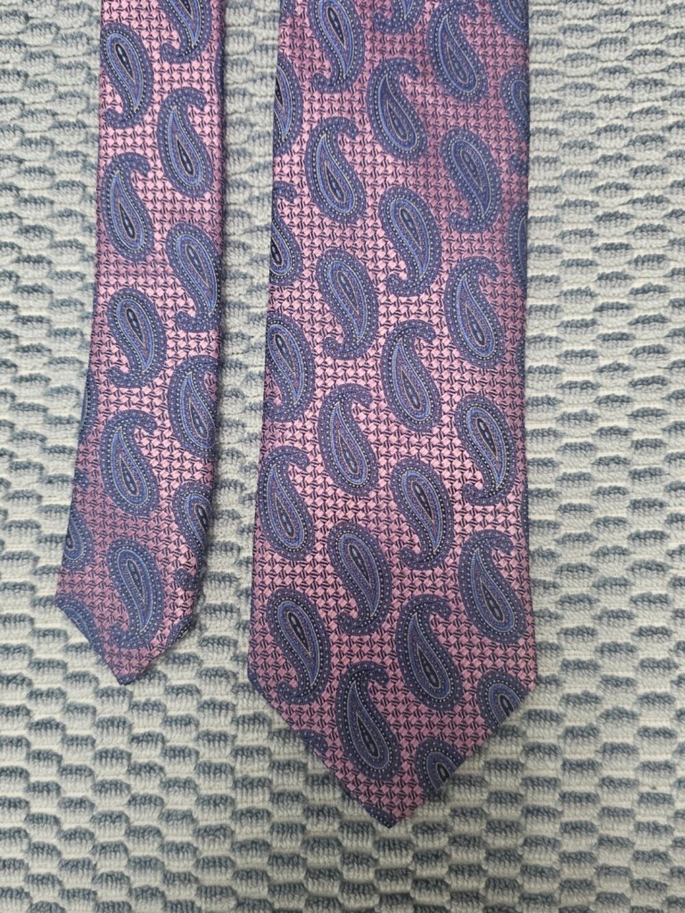 CANALI 1934 Italy Luxury Silk Tie Lavender Pink Blue Paisley Jacquard 3.25x59.5" - Picture 4 of 7